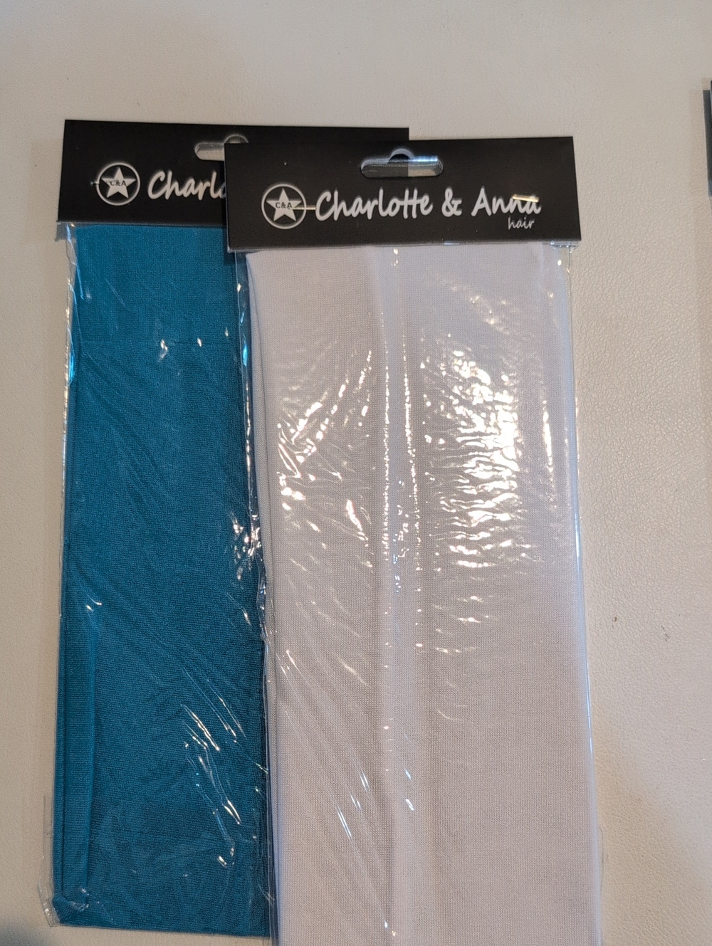 Charlotte & Anna Hair Headbands - Teal Blue and White